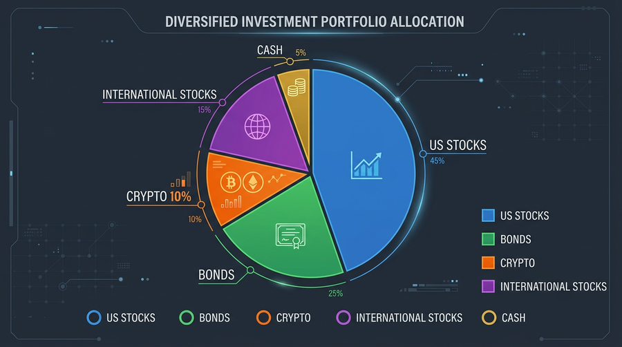 Pie chart showing suggested 401(k) allocation with 10% in cryptocurrencies