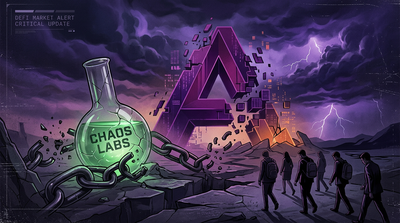 Aave logo with cracking foundation representing contributor exodus