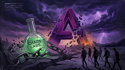 Aave logo with cracking foundation representing contributor exodus