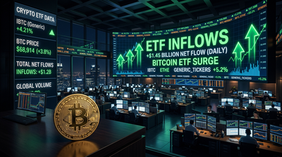 Bitcoin ETF trading charts showing increasing inflow volumes