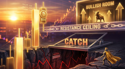 Bitcoin price chart showing potential rally zones with caution indicators