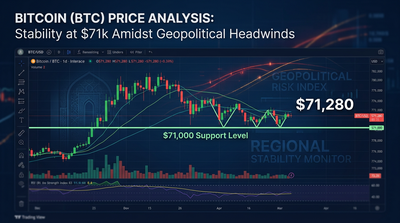 Bitcoin price chart showing stability at $71,000 amid Iran tensions