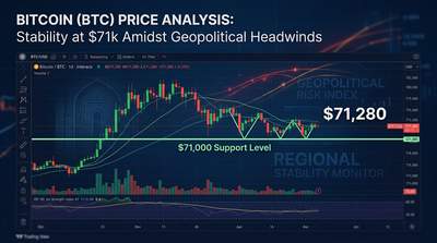 Bitcoin price chart showing stability at $71,000 amid Iran tensions