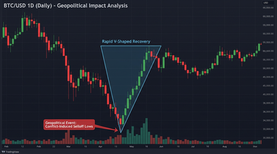 Bitcoin price chart showing recovery after geopolitical selloff