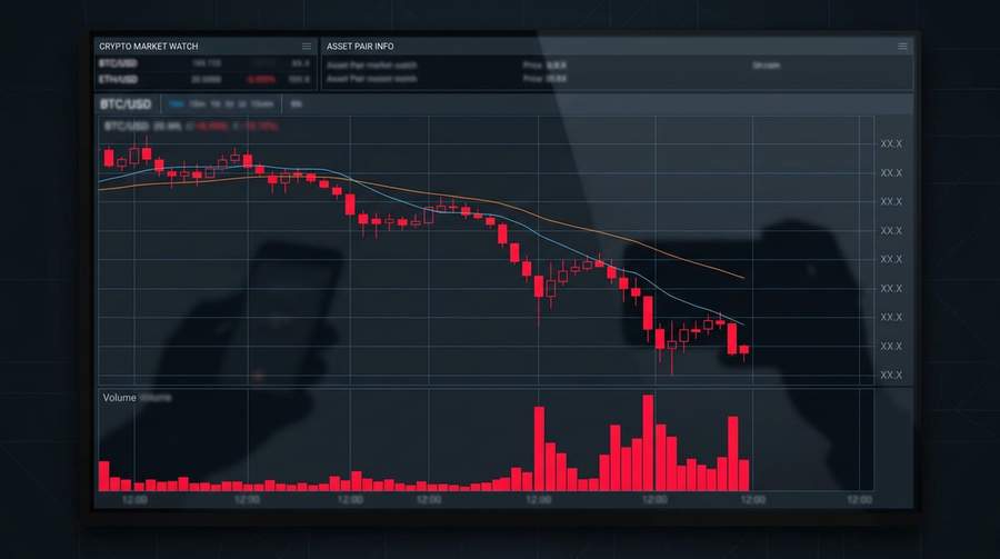 Bitcoin price chart showing increased retail selling volume during recent price decline
