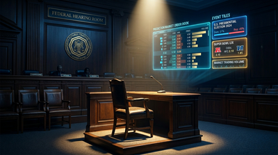 CFTC Chair Mike Selig speaking at podium with agency seal