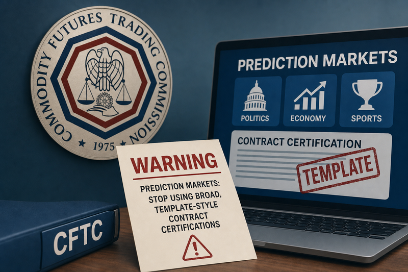CFTC regulatory framework diagram showing prediction market self-certification requirements