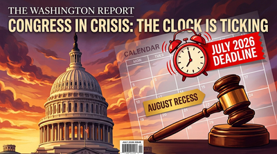 US Capitol building with overlaid legislative calendar showing shrinking windows for crypto bill passage