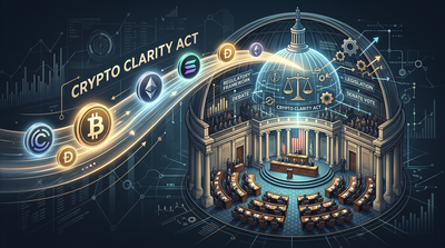 US Senate chamber with cryptocurrency symbols overlaid