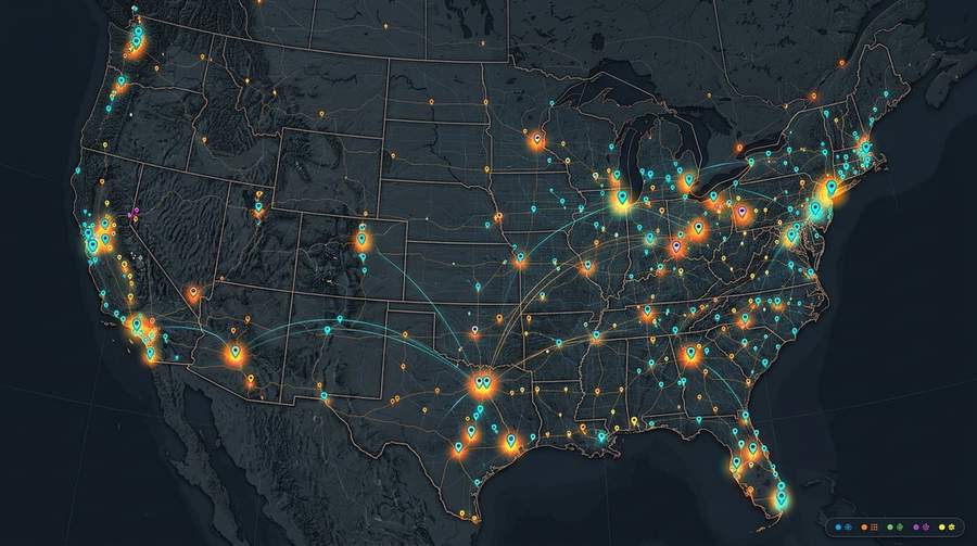 US political map showing Stand With Crypto&rsquo;s target districts for 2026 midterm elections