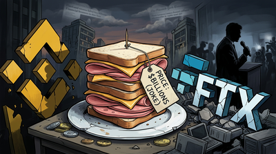 CZ speaking at podium with FTX logo in background