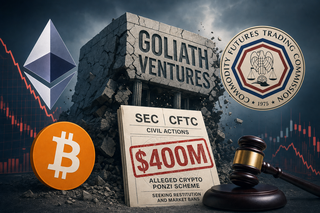 SEC and CFTC enforcement action diagram showing fund flow from investors to Goliath Ventures to personal accounts