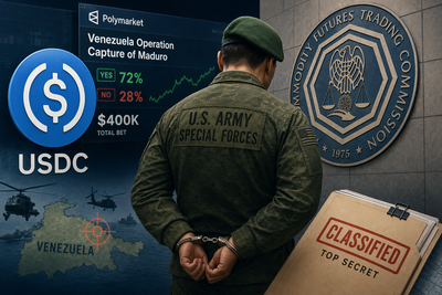 US Army soldier silhouette with Polymarket logo and betting odds overlay representing insider trading allegations