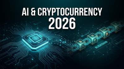 Neural network diagram overlaid with cryptocurrency tokens