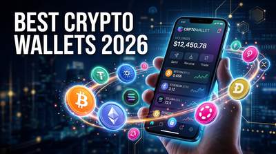 A desk setup with a hardware wallet, a smartphone showing a mobile crypto wallet app, and a notebook