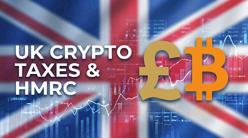 UK tax return form and a laptop showing a crypto exchange transaction summary