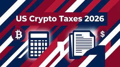 Tax documents and a laptop showing a crypto exchange transaction history for the 2025 tax year