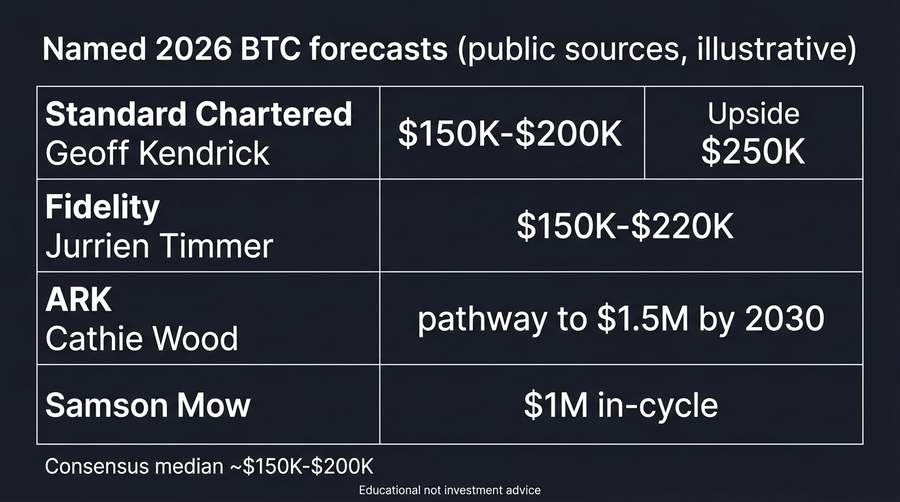 Illustrative summary of public 2026 forecast bands from sources discussed below; always cross-check the table and original research
