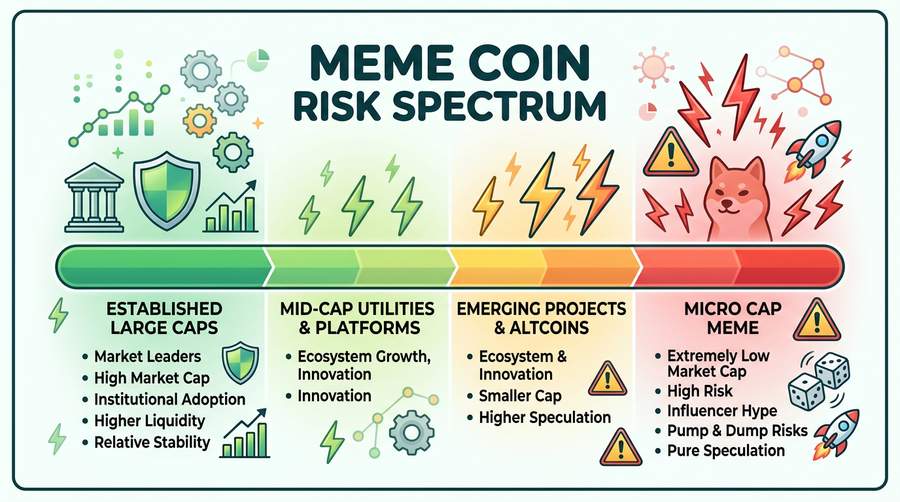 Meme coins sit at the high-volatility end of the crypto risk spectrum