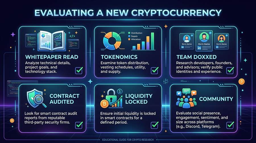 Checklist-style framework for researching a new coin before buying