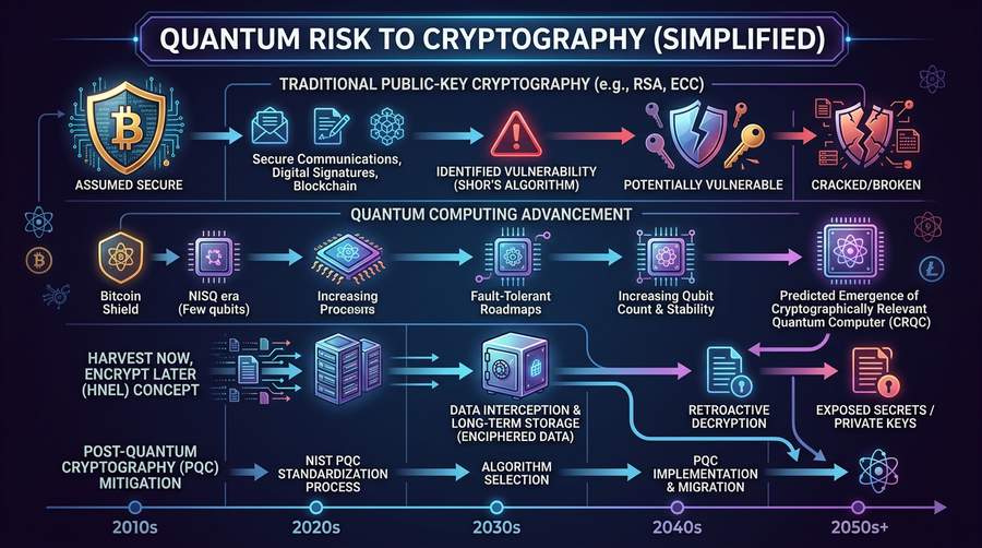 Quantum computing vs classical cryptography: a simplified threat timeline
