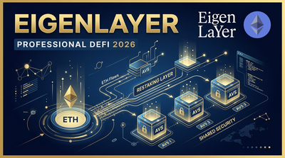 EigenLayer logo with Ethereum restaking concept editorial composition
