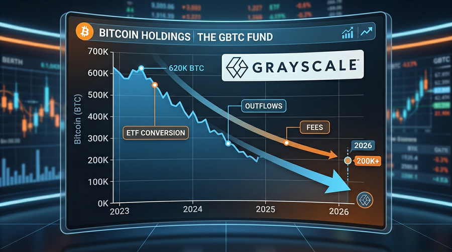 Post–spot-ETF era: Grayscale’s BTC across products is down from the closed-trust peak as fees and flows matter.
