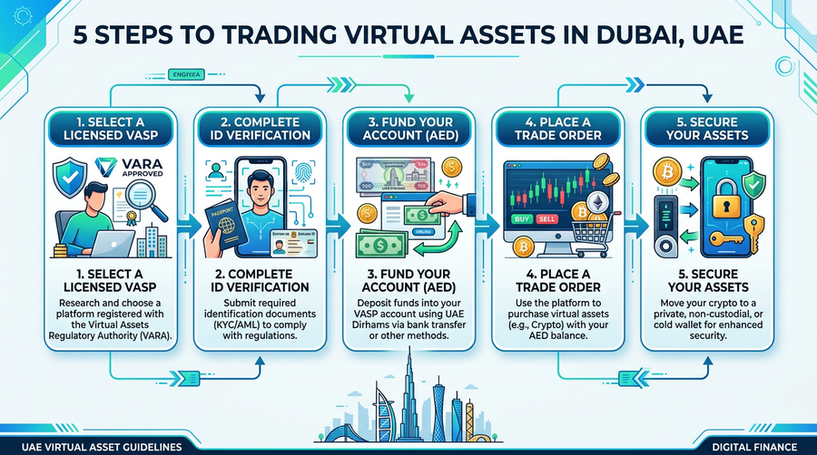 VARA/ADGM on-ramp: KYC, AED funding, buy BTC, then self-custody.