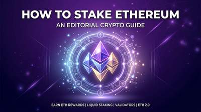 An Ethereum logo with staking yield percentages overlaid on a laptop screen