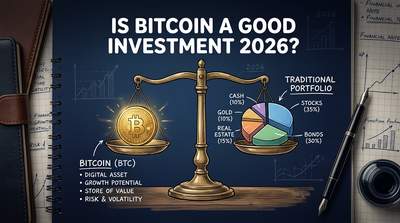 Retail investor's notebook with Bitcoin allocation calculations next to a laptop showing a long-term price chart