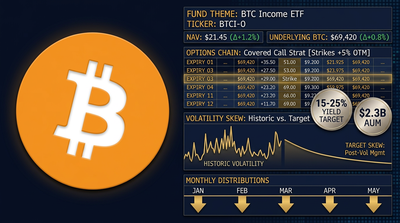 Bitcoin price chart with volatility indicators and ETF overlay