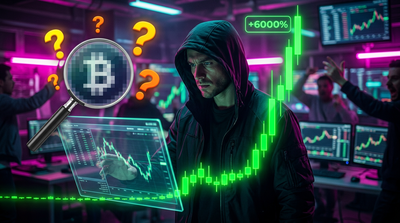 Chart showing dramatic price spike with question marks overlaid