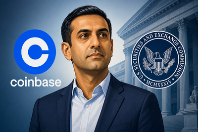 Paul Grewal transitioning from Coinbase CLO role with legal and regulatory imagery