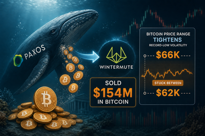 Bitcoin price chart showing $62K-$66K trading range with whale selling pressure indicators