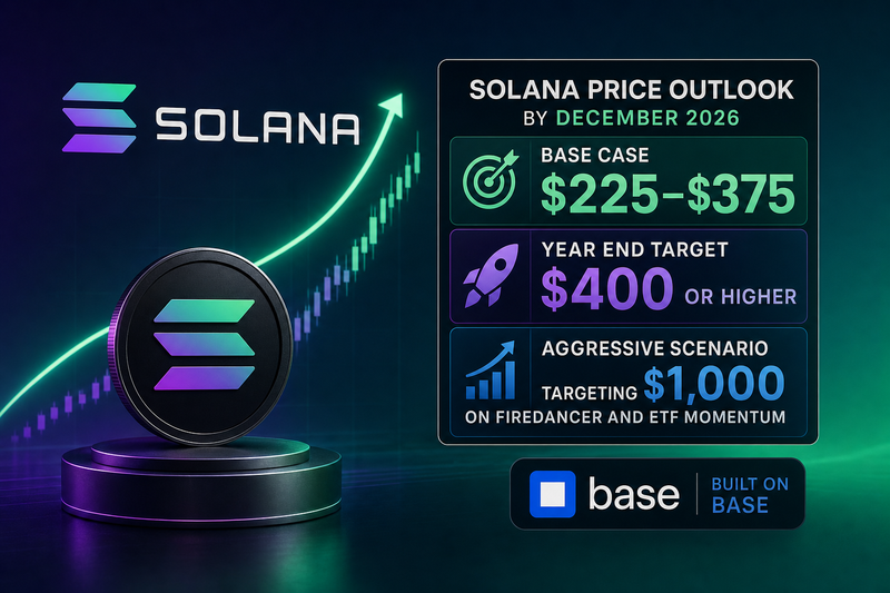 Solana price prediction chart showing potential paths to $400 or higher by end of 2026