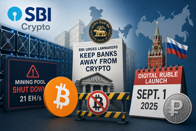 SBI Crypto mining pool closure and India RBI crypto banking restrictions infographic