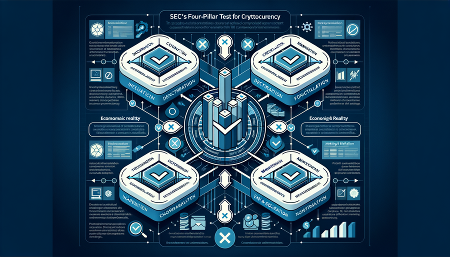SEC four-pillar cryptocurrency classification flowchart showing criteria for security determination