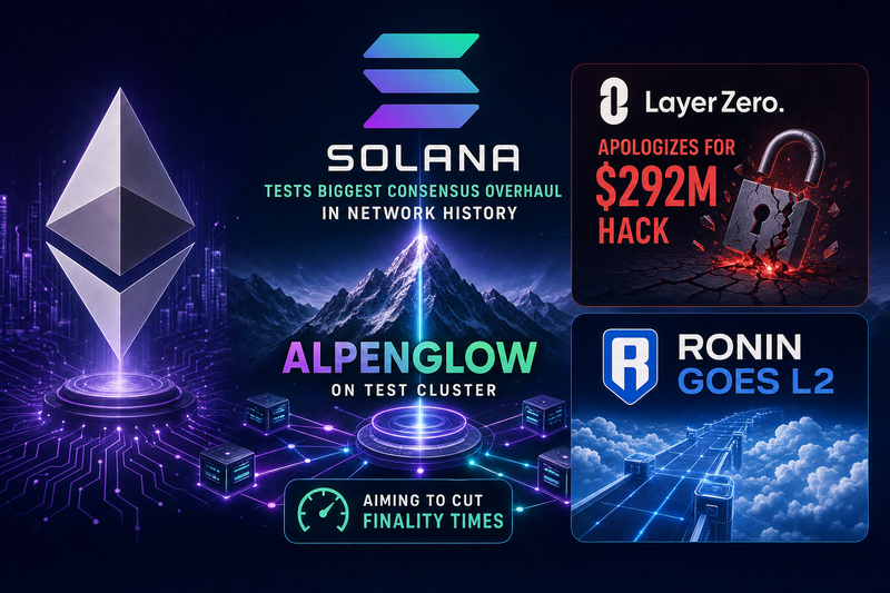 Solana network architecture diagram showing Alpenglow upgrade transition from TowerBFT to new consensus system
