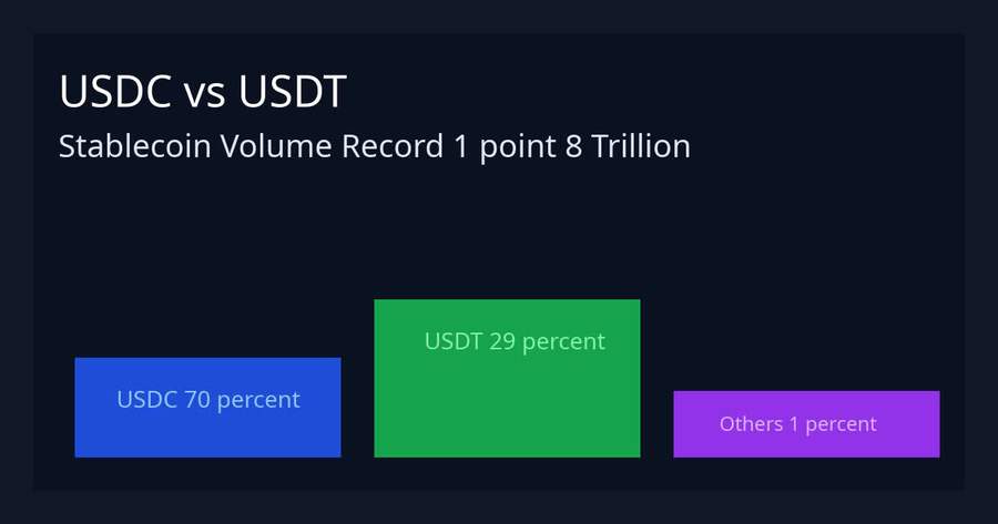 Detailed thumbnail showing USDC and USDT share of monthly stablecoin transfer volume.