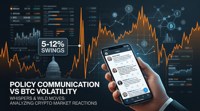 Abstract chart visualization showing sharp Bitcoin price movements correlated with presidential announcements