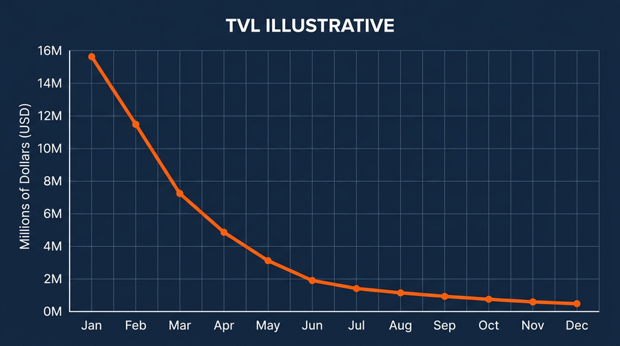 Chart showing World Liberty Financial’s TVL declining from peak to current levels